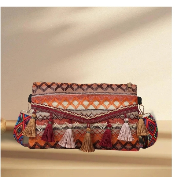 Colorful small Chic Embroidered Tassel Crossbody‎ purse Bag for woman - Picture 1 of 5